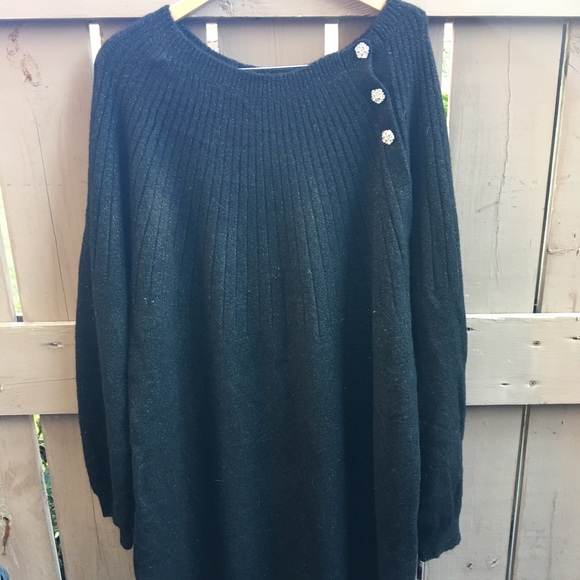 NWT🎉 Black Sparkly Holiday Sweater Dress Sz XL - Picture 3 of 15